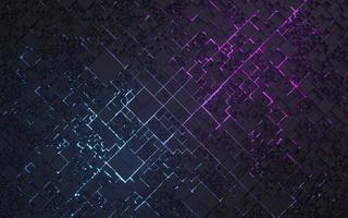 3D rendering Cube abstract technology background with colored bright lighting under the cube. futuristic wallpaper. photo