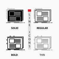 Content. design. frame. page. text Icon in Thin. Regular. Bold Line and Glyph Style. Vector illustration