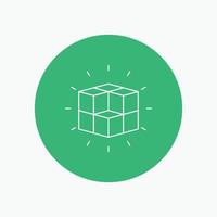box. labyrinth. puzzle. solution. cube White Line Icon in Circle background. vector icon illustration