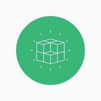 box. labyrinth. puzzle. solution. cube White Line Icon in Circle background. vector icon illustration