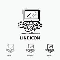 Game. gaming. internet. multiplayer. online Icon in Thin. Regular and Bold Line Style. Vector illustration