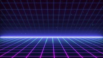 Retro Sci-Fi Background Futuristic Grid landscape of the 80s. Digital Cyber Surface. Suitable for design in the style of the 1980s. video