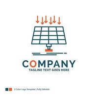 solar. panel. energía. tecnología. diseño de logotipo de ciudad inteligente. diseño de marca azul y naranja. lugar para el eslogan. plantilla de logotipo de empresa. vector