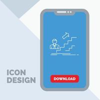 promotion. Success. development. Leader. career Line Icon in Mobile for Download Page vector