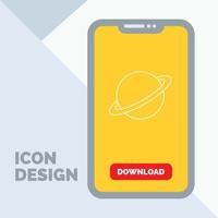 planet. space. moon. flag. mars Line Icon in Mobile for Download Page vector