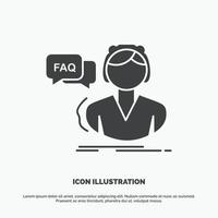 FAQ. Assistance. call. consultation. help Icon. glyph vector gray symbol for UI and UX. website or mobile application