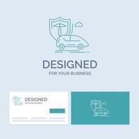 car. hand. insurance. transport. safety Business Logo Line Icon Symbol for your business. Turquoise Business Cards with Brand logo template vector