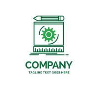 Draft. engineering. process. prototype. prototyping Flat Business Logo template. Creative Green Brand Name Design. vector