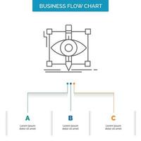 design. draft. sketch. sketching. visual Business Flow Chart Design with 3 Steps. Line Icon For Presentation Background Template Place for text vector