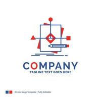 Company Name Logo Design For Algorithm. business. foretelling. pattern. plan. Blue and red Brand Name Design with place for Tagline. Abstract Creative Logo template for Small and Large Business. vector