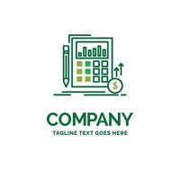 Calculation. data. financial. investment. market Flat Business Logo template. Creative Green Brand Name Design. vector