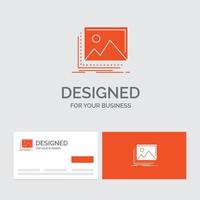 Business logo template for gallery. image. landscape. nature. photo. Orange Visiting Cards with Brand logo template. vector