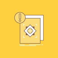 structure. standard. infrastructure. information. alert Flat Line Filled Icon. Beautiful Logo button over yellow background for UI and UX. website or mobile application vector