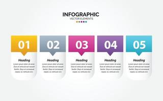 Horizontal Infographic design template. Creative concept with 5 steps. Can be used for workflow layout. diagram. banner. webdesign. Vector illustration