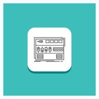 Round Button for Audio. mastering. module. rackmount. sound Line icon Turquoise Background vector