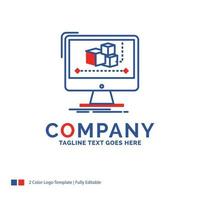 Company Name Logo Design For Animation. computer. editor. monitor. software. Blue and red Brand Name Design with place for Tagline. Abstract Creative Logo template for Small and Large Business. vector