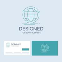 Data. global. internet. network. web Business Logo Line Icon Symbol for your business. Turquoise Business Cards with Brand logo template vector