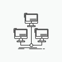 database. distributed. connection. network. computer Line Icon. Vector isolated illustration