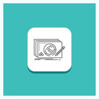 Round Button for Level. design. new. complete. game Line icon Turquoise Background vector