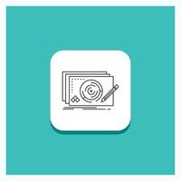 Round Button for Level. design. new. complete. game Line icon Turquoise Background vector