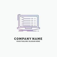 Api. app. coding. developer. laptop Purple Business Logo Template. Place for Tagline vector