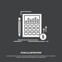 Calculation. data. financial. investment. market Icon. glyph vector symbol for UI and UX. website or mobile application