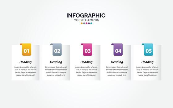 Presentation business Horizontal Infographic template with 5 options vector