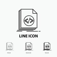 Code. coding. file. programming. script Icon in Thin. Regular and Bold Line Style. Vector illustration