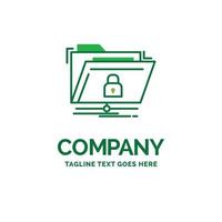 encryption. files. folder. network. secure Flat Business Logo template. Creative Green Brand Name Design. vector