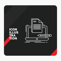 Red and Black Creative presentation Background for Coder. coding. computer. list. paper Line Icon vector