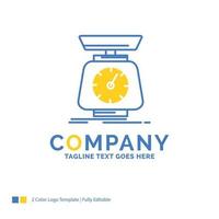 implementation. mass. scale. scales. volume Blue Yellow Business Logo template. Creative Design Template Place for Tagline. vector