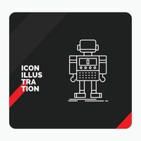 Red and Black Creative presentation Background for autonomous. machine. robot. robotic. technology Line Icon vector
