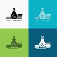 acumulación. bolsa. inversión. préstamo. icono de dinero sobre varios antecedentes. diseño de estilo de glifo. diseñado para web y aplicación. eps 10 ilustración vectorial vector