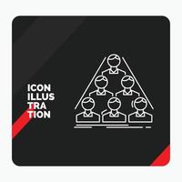 fondo de presentación creativa rojo y negro para el equipo. construir. estructura. negocio. icono de línea de reunión vector