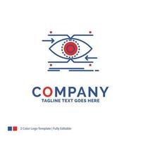 Company Name Logo Design For attention. eye. focus. looking. vision. Blue and red Brand Name Design with place for Tagline. Abstract Creative Logo template for Small and Large Business. vector