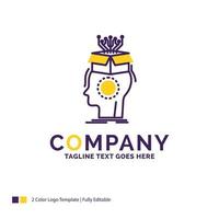 Company Name Logo Design For sousveillance. Artificial. brain. digital. head. Purple and yellow Brand Name Design with place for Tagline. Creative Logo template for Small and Large Business. vector