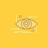 Advanced. future. gen. science. technology. eye Flat Line Filled Icon. Beautiful Logo button over yellow background for UI and UX. website or mobile application vector