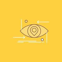 avanzado. futuro. gen. Ciencias. tecnología. icono lleno de línea plana del ojo. hermoso botón de logotipo sobre fondo amarillo para ui y ux. sitio web o aplicación móvil vector