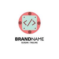 Code Custom Implementation Management Product Business Logo Template Flat Color vector