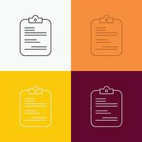 report. medical. paper. checklist. document Icon Over Various Background. Line style design. designed for web and app. Eps 10 vector illustration