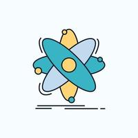 átomo. Ciencias. química. física. icono plano nuclear. signo y símbolos verdes y amarillos para el sitio web y la aplicación móvil. ilustración vectorial vector