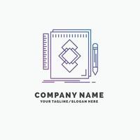 diseño. herramienta. identidad. dibujar. plantilla de logotipo de empresa púrpura de desarrollo. lugar para el eslogan vector