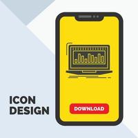 Data. financial. index. monitoring. stock Glyph Icon in Mobile for Download Page. Yellow Background vector