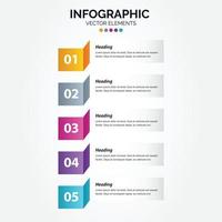 Timeline 5 options Vertical Infographic for presentations workflow process diagram flow chart report vector