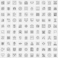 conjunto de 100 iconos de línea de negocios creativos vector