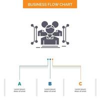 Anthropometry. body. data. human. public Business Flow Chart Design with 3 Steps. Glyph Icon For Presentation Background Template Place for text. vector