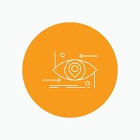 Advanced. future. gen. science. technology. eye White Line Icon in Circle background. vector icon illustration