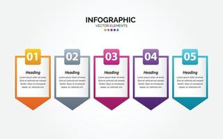 plantilla de infografía horizontal de negocios números 5 opciones o pasos vector