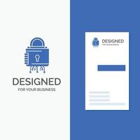 Business Logo for Security. cyber. lock. protection. secure. Vertical Blue Business .Visiting Card template. vector