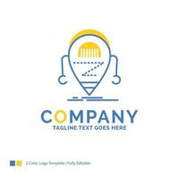 Android. beta. droid. robot. Technology Blue Yellow Business Logo template. Creative Design Template Place for Tagline. vector